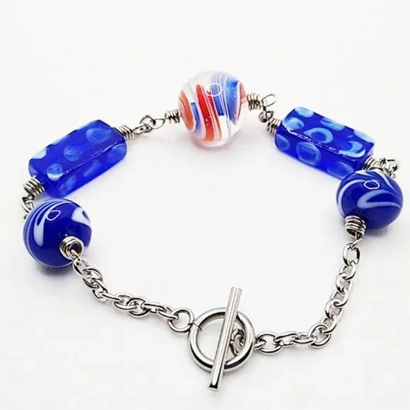 Handmade Blue Murano Glass Charm Bracelet - Picture 4 of 4